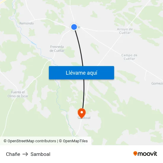 Chañe to Samboal map