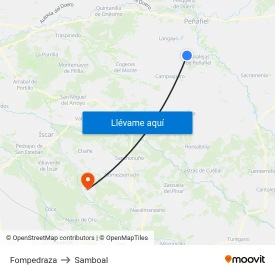 Fompedraza to Samboal map