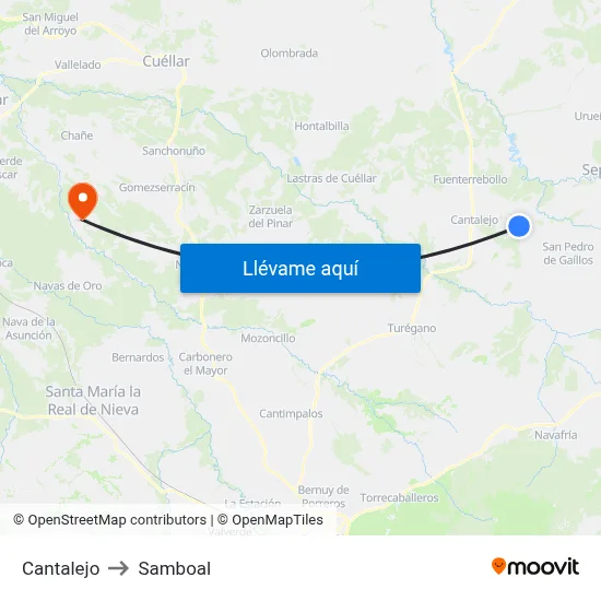 Cantalejo to Samboal map