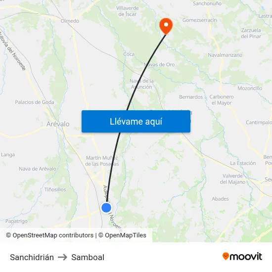 Sanchidrián to Samboal map