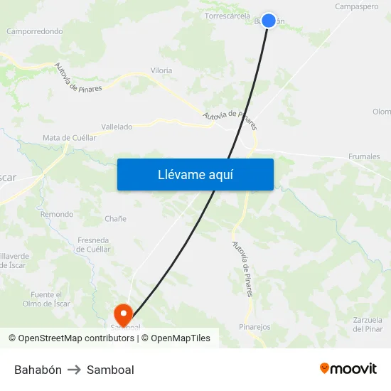 Bahabón to Samboal map