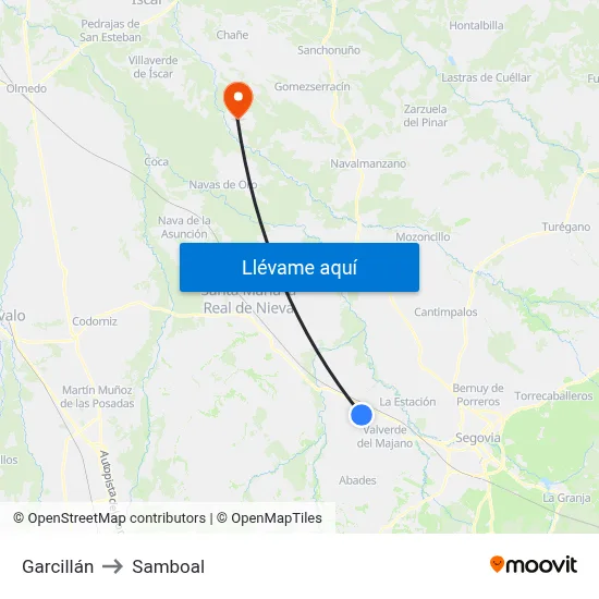 Garcillán to Samboal map