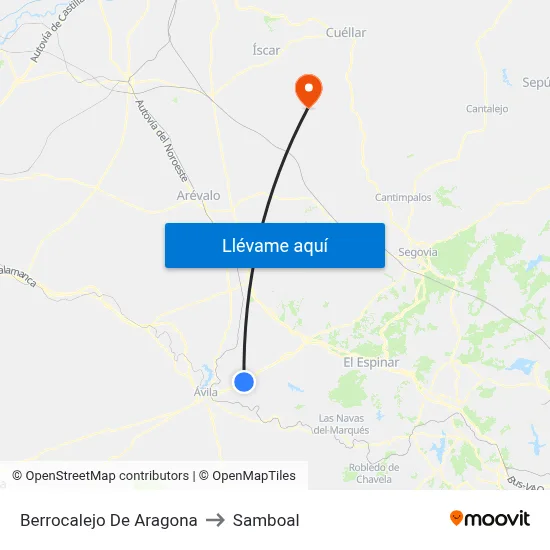 Berrocalejo De Aragona to Samboal map