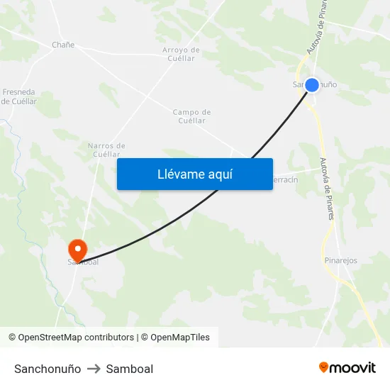 Sanchonuño to Samboal map