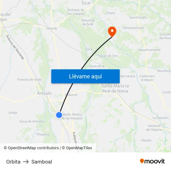 Orbita to Samboal map