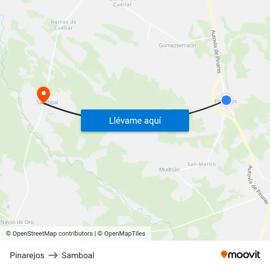 Pinarejos to Samboal map