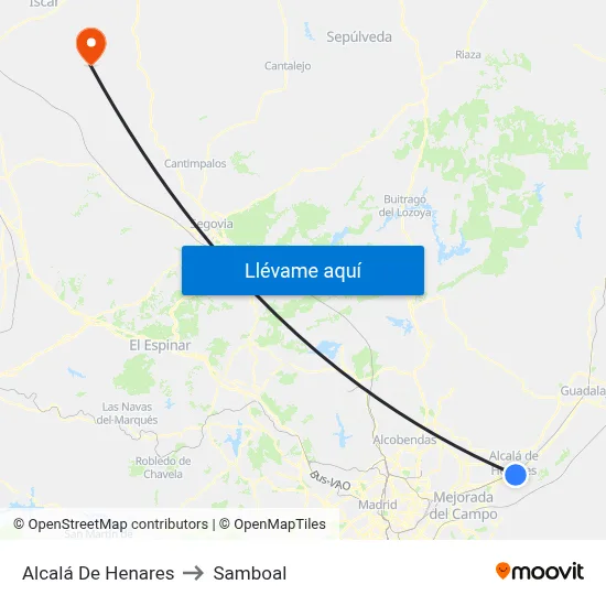 Alcalá De Henares to Samboal map