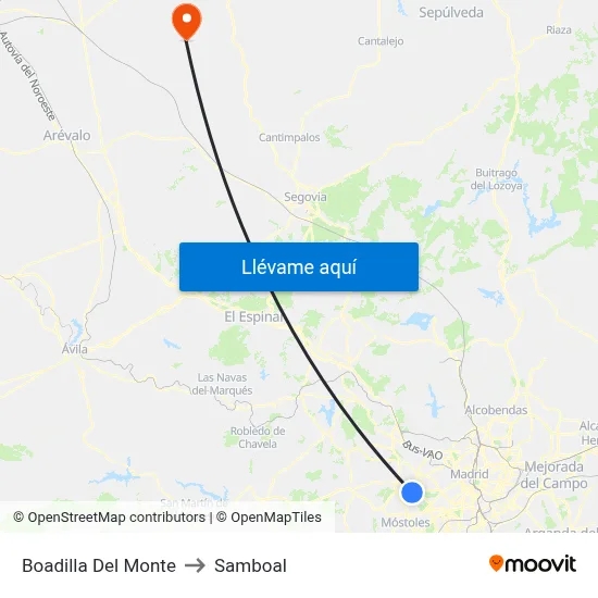 Boadilla Del Monte to Samboal map