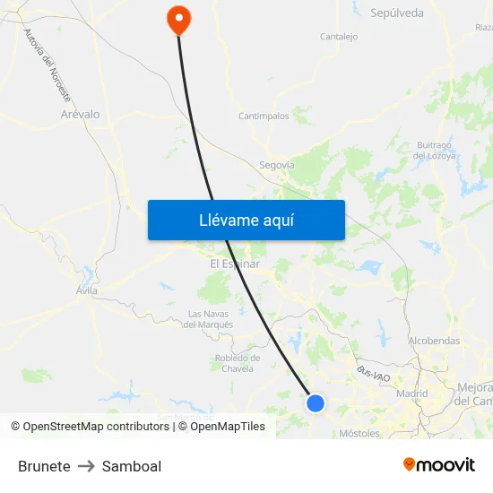 Brunete to Samboal map