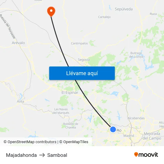 Majadahonda to Samboal map