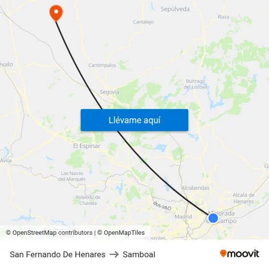 San Fernando De Henares to Samboal map