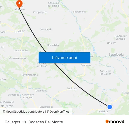Gallegos to Cogeces Del Monte map