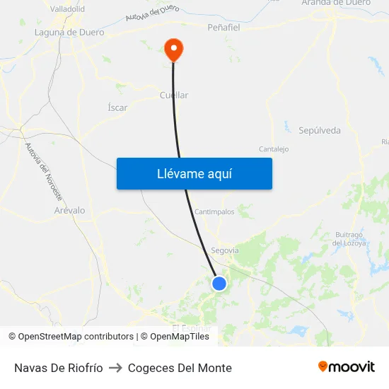 Navas De Riofrío to Cogeces Del Monte map