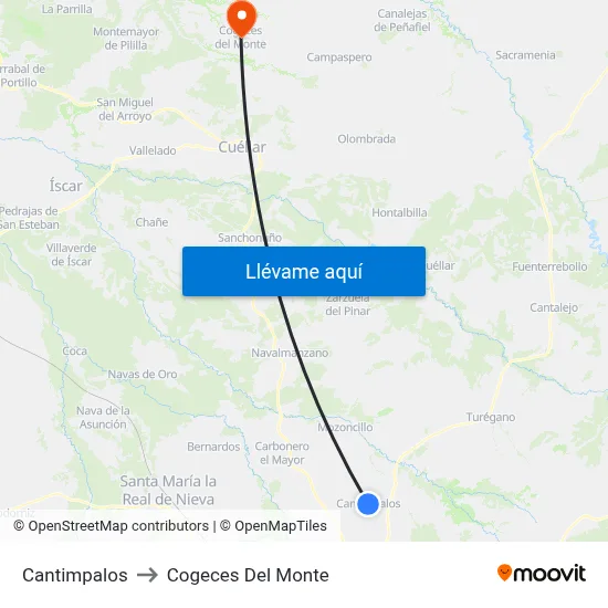 Cantimpalos to Cogeces Del Monte map