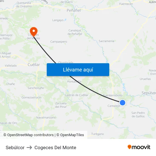 Sebúlcor to Cogeces Del Monte map