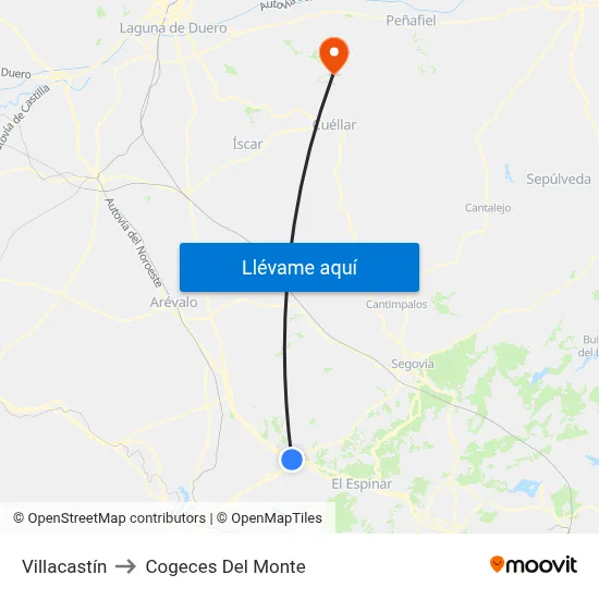 Villacastín to Cogeces Del Monte map