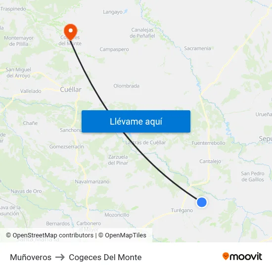 Muñoveros to Cogeces Del Monte map