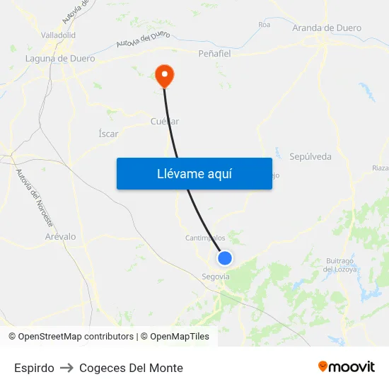 Espirdo to Cogeces Del Monte map