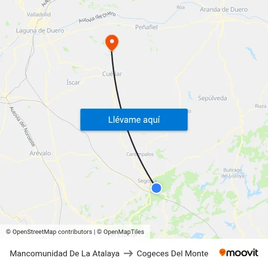 Mancomunidad De La Atalaya to Cogeces Del Monte map