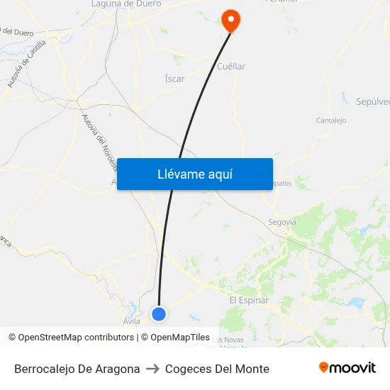 Berrocalejo De Aragona to Cogeces Del Monte map