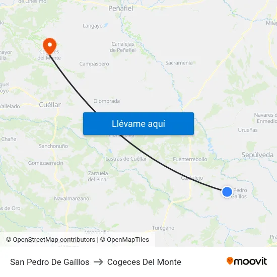 San Pedro De Gaíllos to Cogeces Del Monte map
