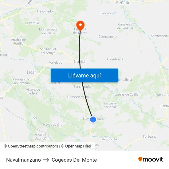 Navalmanzano to Cogeces Del Monte map