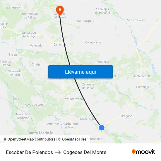 Escobar De Polendos to Cogeces Del Monte map