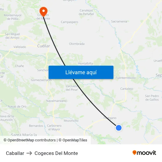Caballar to Cogeces Del Monte map