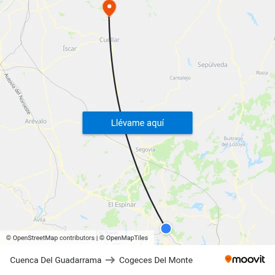 Cuenca Del Guadarrama to Cogeces Del Monte map