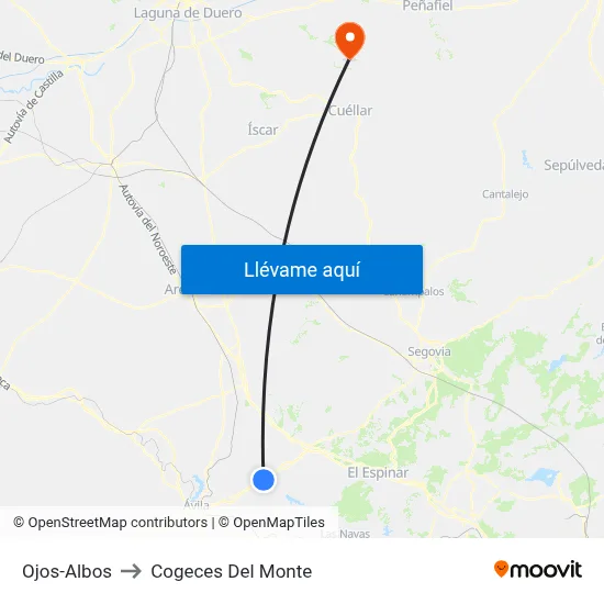 Ojos-Albos to Cogeces Del Monte map