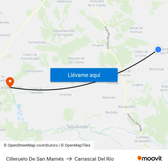Cilleruelo De San Mamés to Carrascal Del Río map