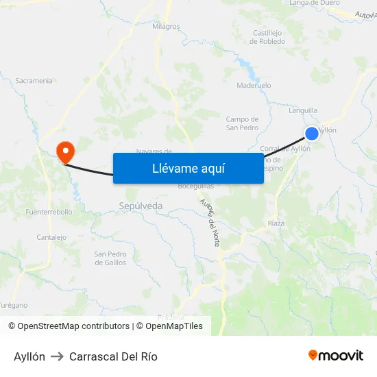 Ayllón to Carrascal Del Río map