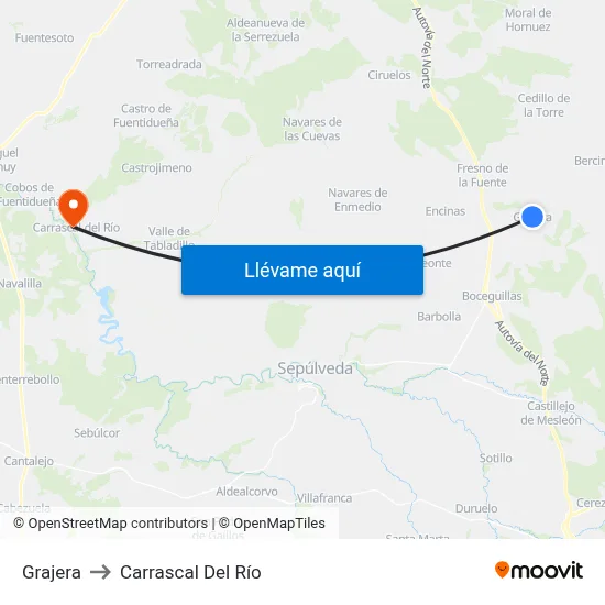 Grajera to Carrascal Del Río map