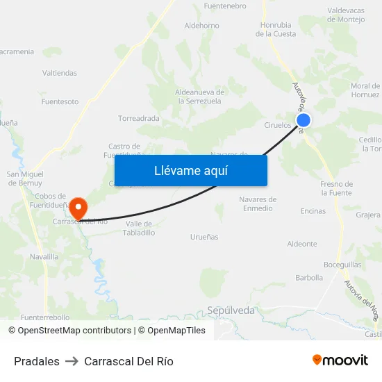 Pradales to Carrascal Del Río map
