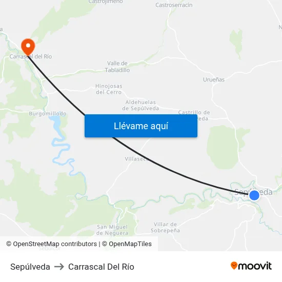 Sepúlveda to Carrascal Del Río map