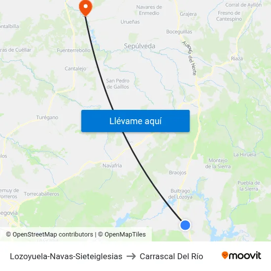 Lozoyuela-Navas-Sieteiglesias to Carrascal Del Río map