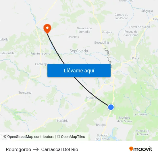 Robregordo to Carrascal Del Río map