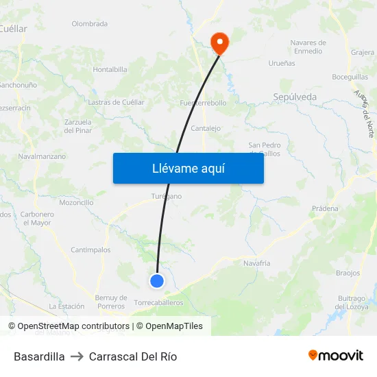 Basardilla to Carrascal Del Río map