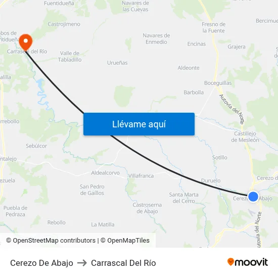 Cerezo De Abajo to Carrascal Del Río map