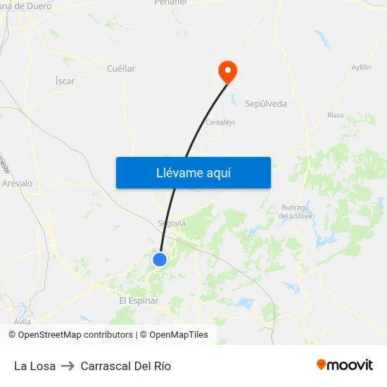 La Losa to Carrascal Del Río map