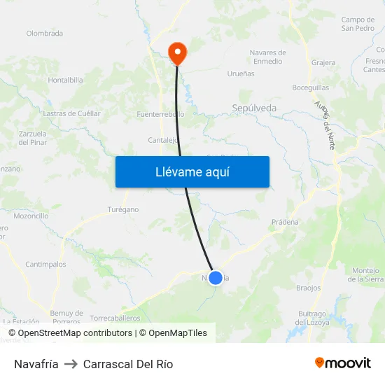 Navafría to Carrascal Del Río map