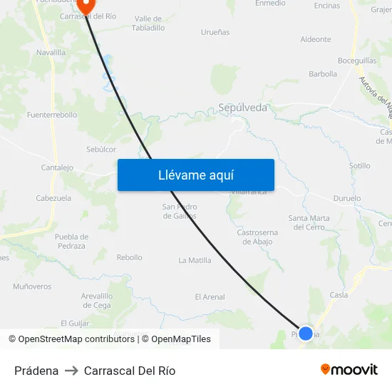 Prádena to Carrascal Del Río map