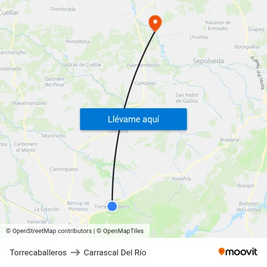 Torrecaballeros to Carrascal Del Río map