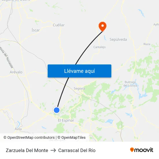 Zarzuela Del Monte to Carrascal Del Río map