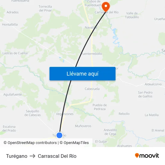 Turégano to Carrascal Del Río map