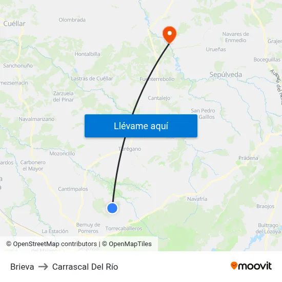 Brieva to Carrascal Del Río map