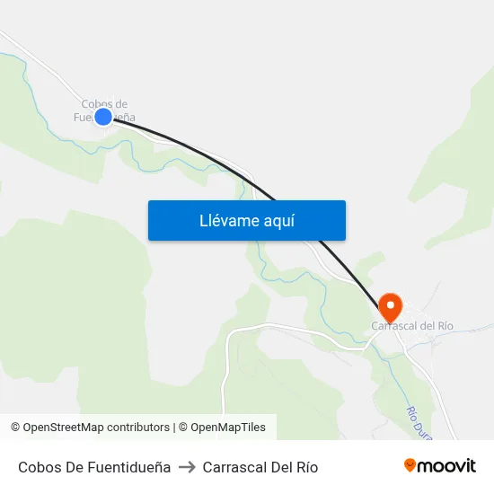 Cobos De Fuentidueña to Carrascal Del Río map
