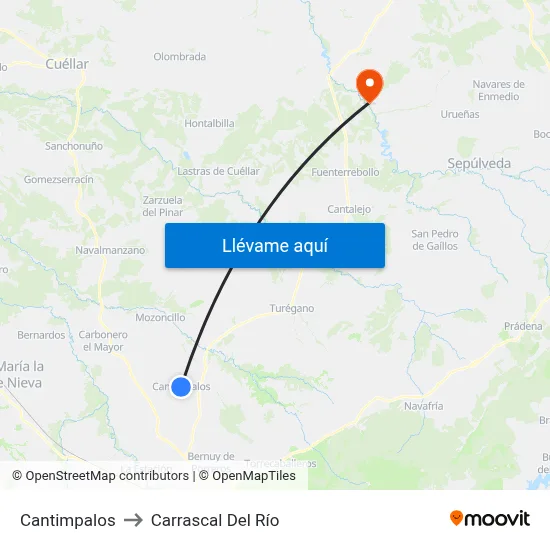 Cantimpalos to Carrascal Del Río map