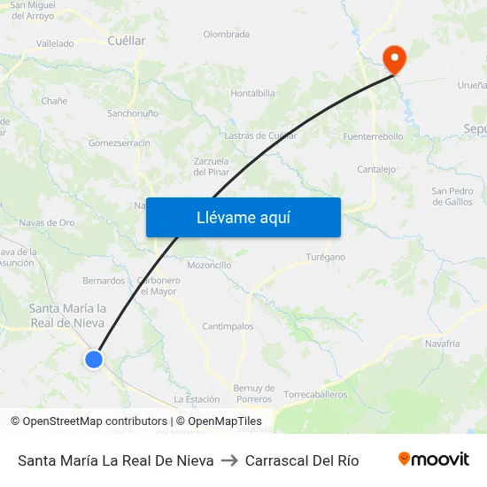 Santa María La Real De Nieva to Carrascal Del Río map