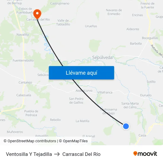Ventosilla Y Tejadilla to Carrascal Del Río map